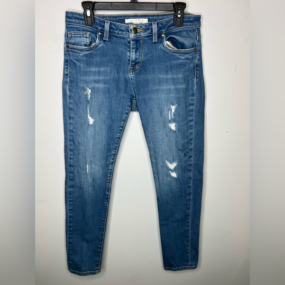 Boston Proper Blue Distressed Skinny Jeans